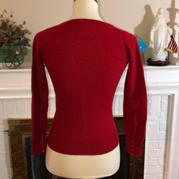 🌻Pou dou dou red wool sweater Sz M - Picture 3 of 5